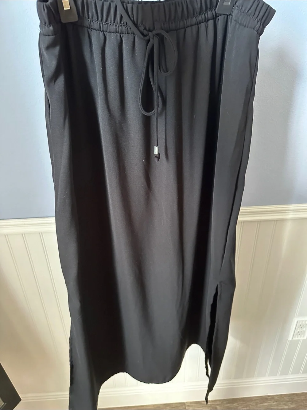 Women's Black Maxi Skirt with Drawstring Waist